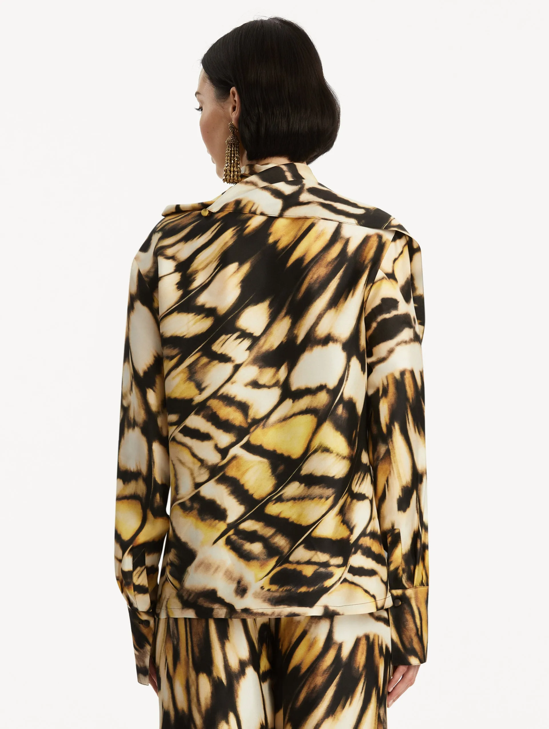 Abstract Butterfly Silk Twill Blouse