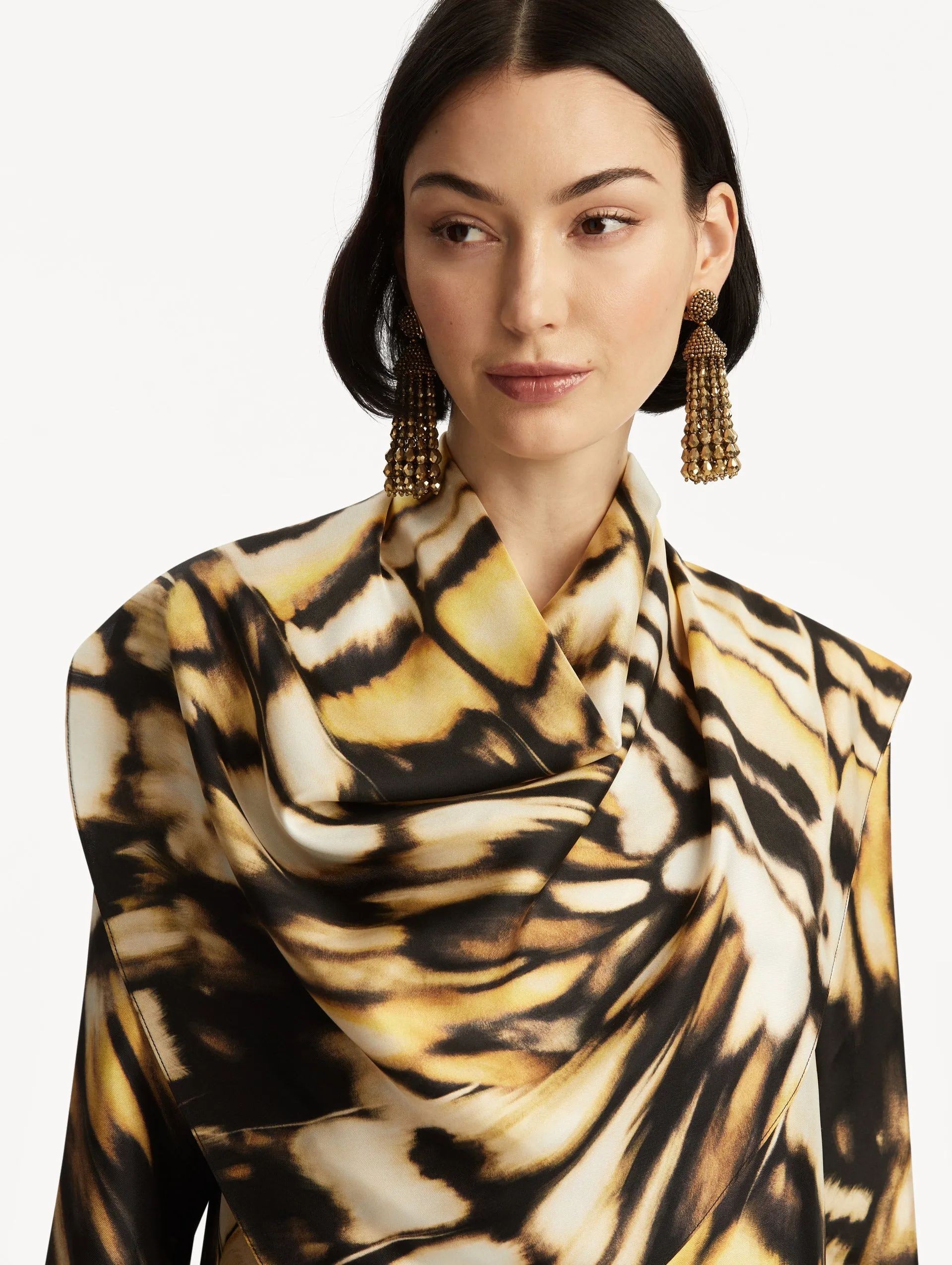 Abstract Butterfly Silk Twill Blouse