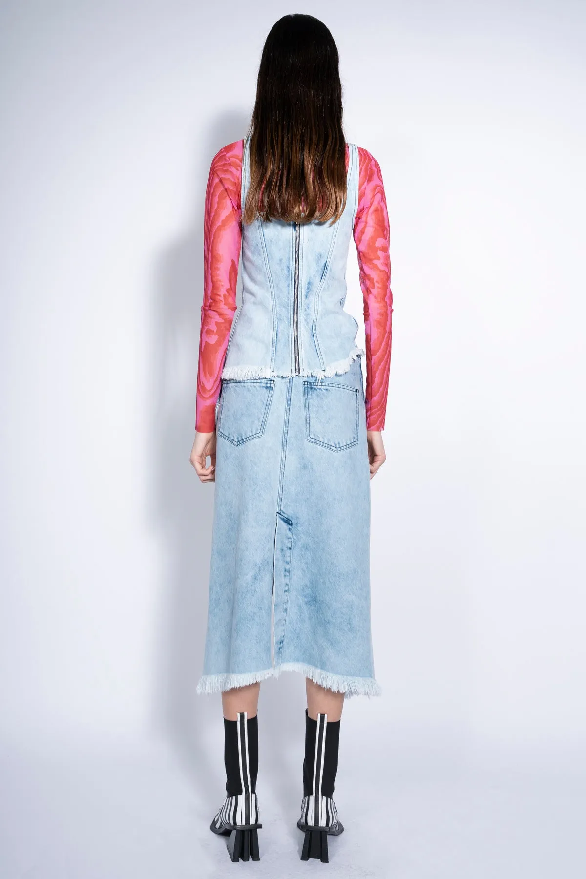 ACID WASH SKIRT WITH SIDE SPLIT