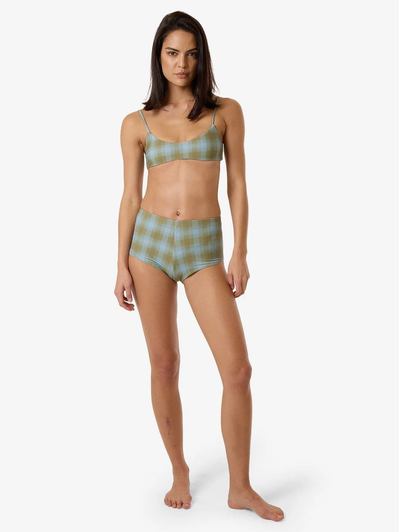 Ansley Boy Leg Bikini Bottom - Blue Stone