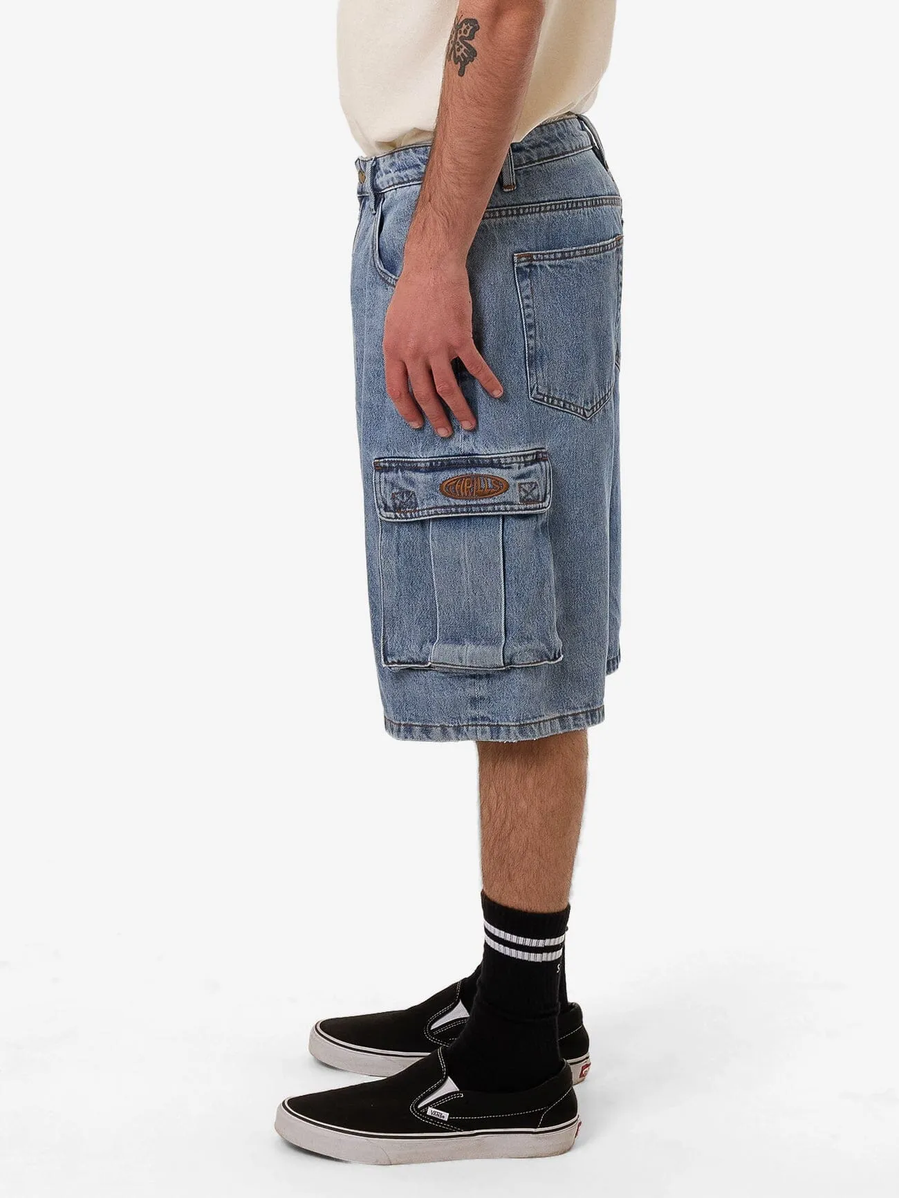 Big Slacker Denim Cargo Short - Vintage Stone Blue