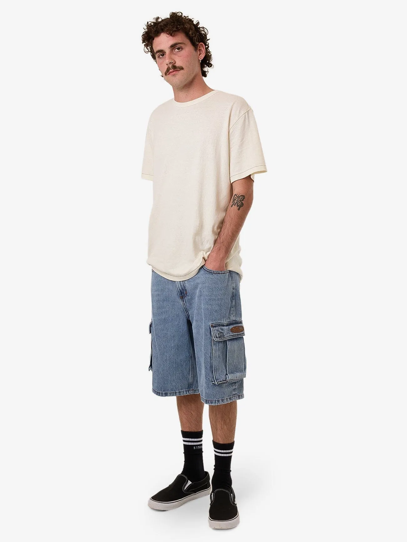 Big Slacker Denim Cargo Short - Vintage Stone Blue