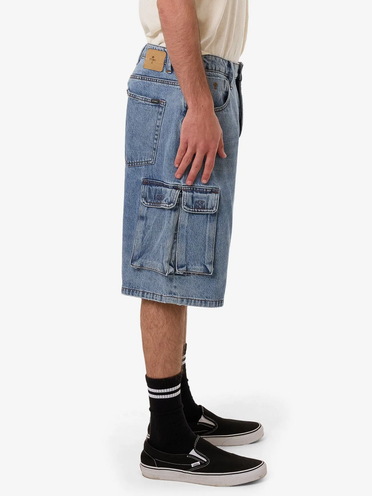 Big Slacker Denim Cargo Short - Vintage Stone Blue