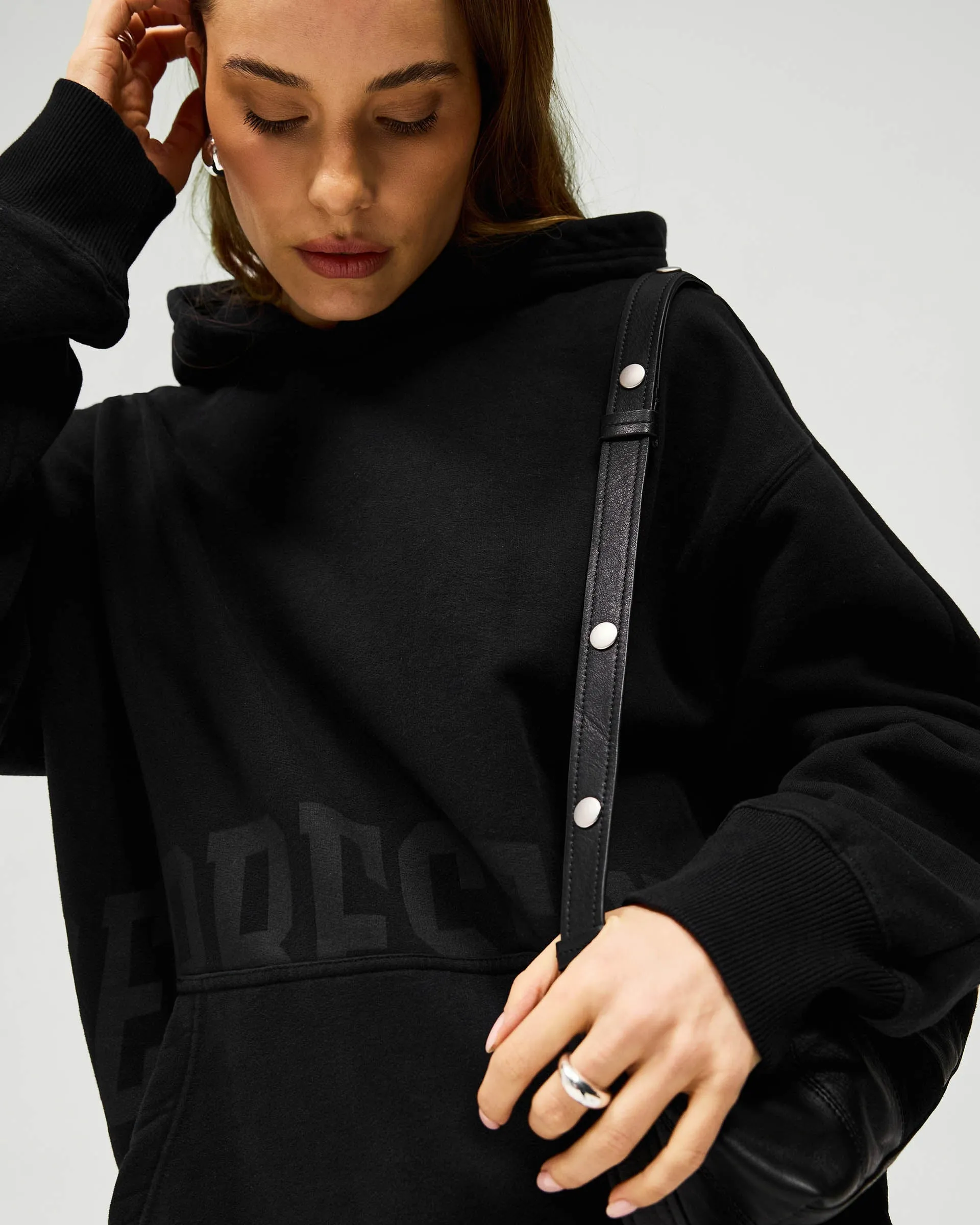 Boyfriend Graphic Hoodie - Black Coffee