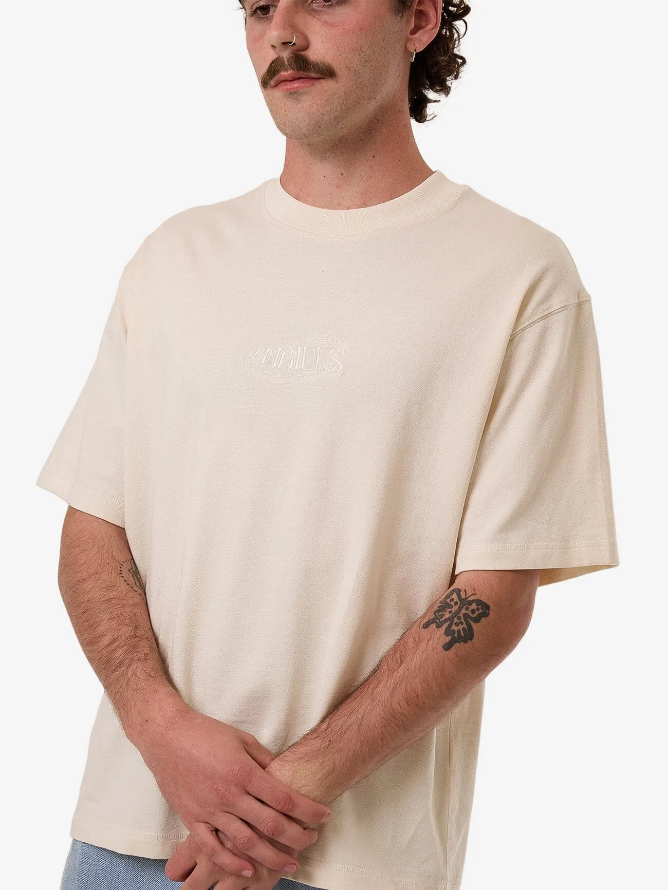 Chain Of Formation Embro Box Fit Oversize Short Tee - Unbleached