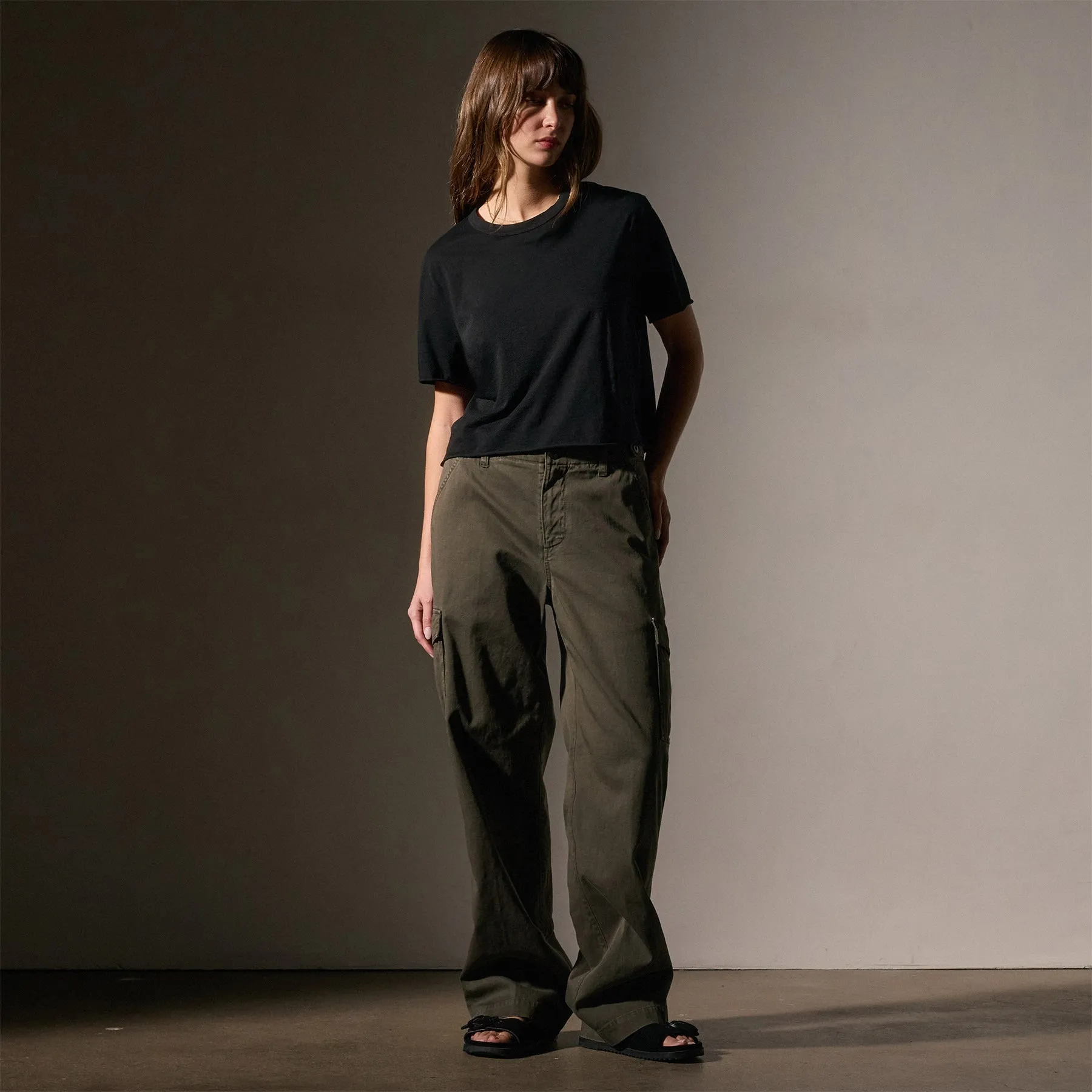 Cotton Linen Silk Tee - Black