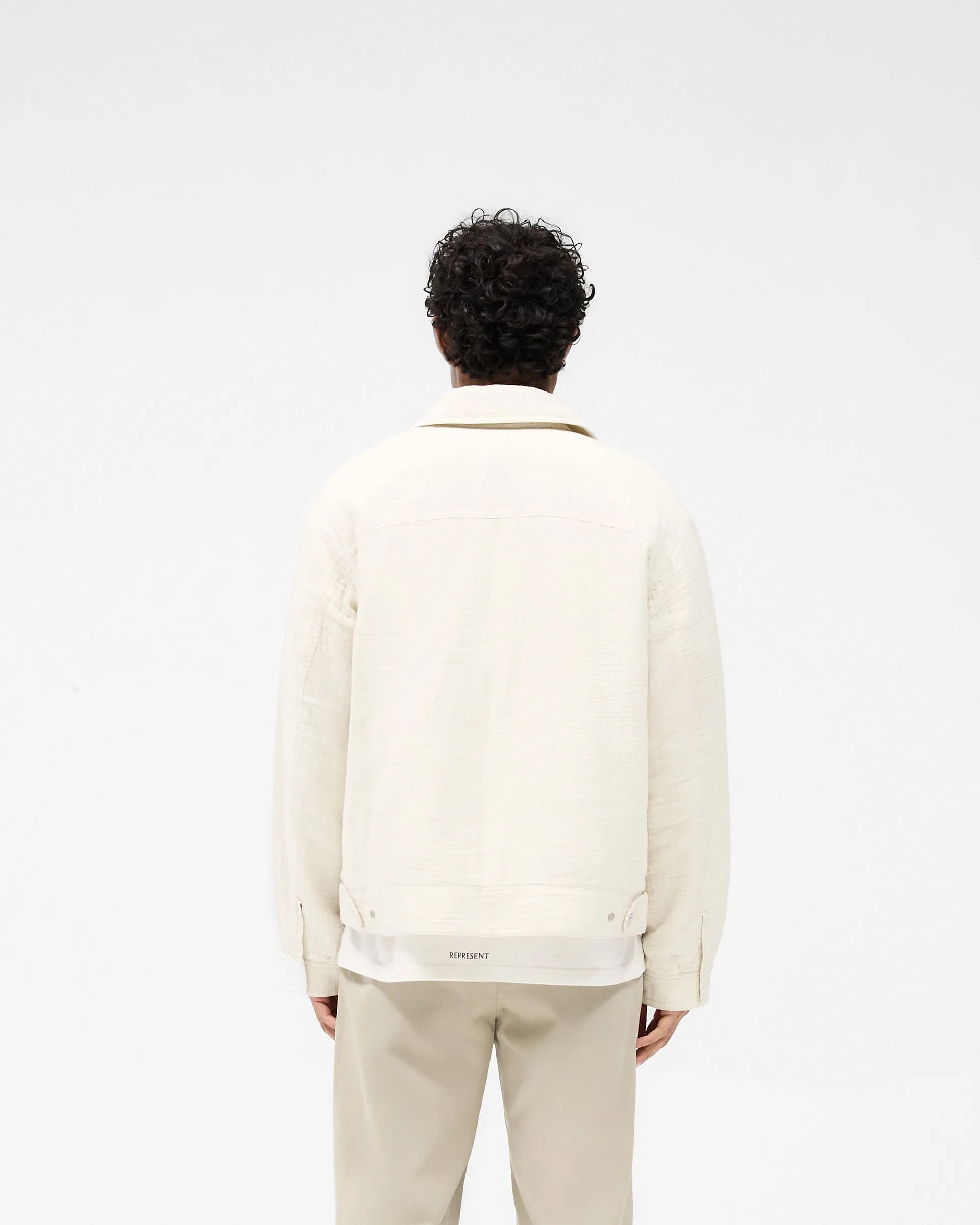 Crinkle Trucker Jacket - Ecru
