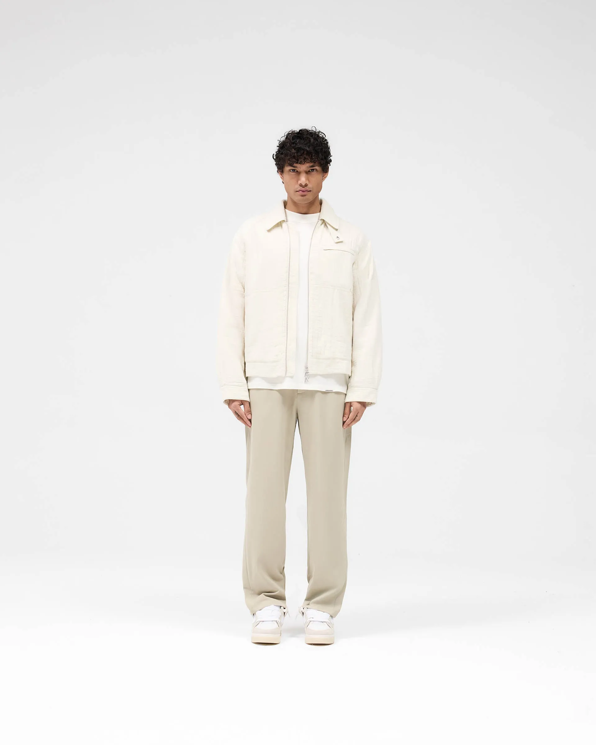 Crinkle Trucker Jacket - Ecru