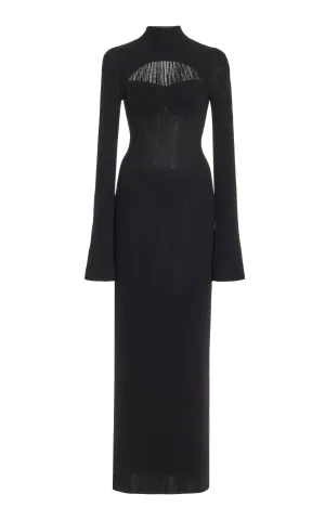 Danica Knit Dress in Black Merino Wool Cashmere