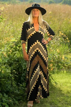 Daphne Dress / Khaki Zig Zag