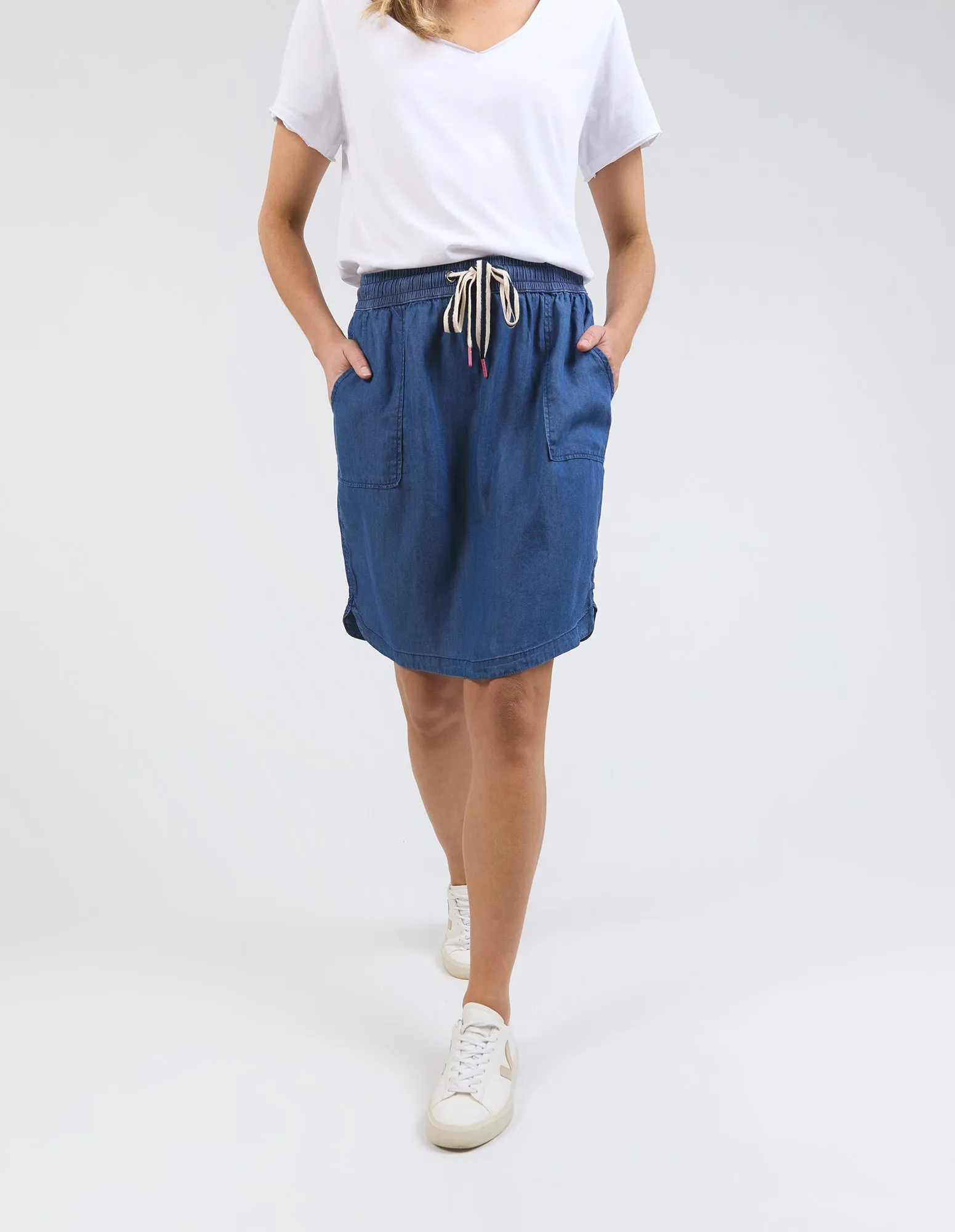 Elm Emmy Chambray Skirt Dark Blue Wash