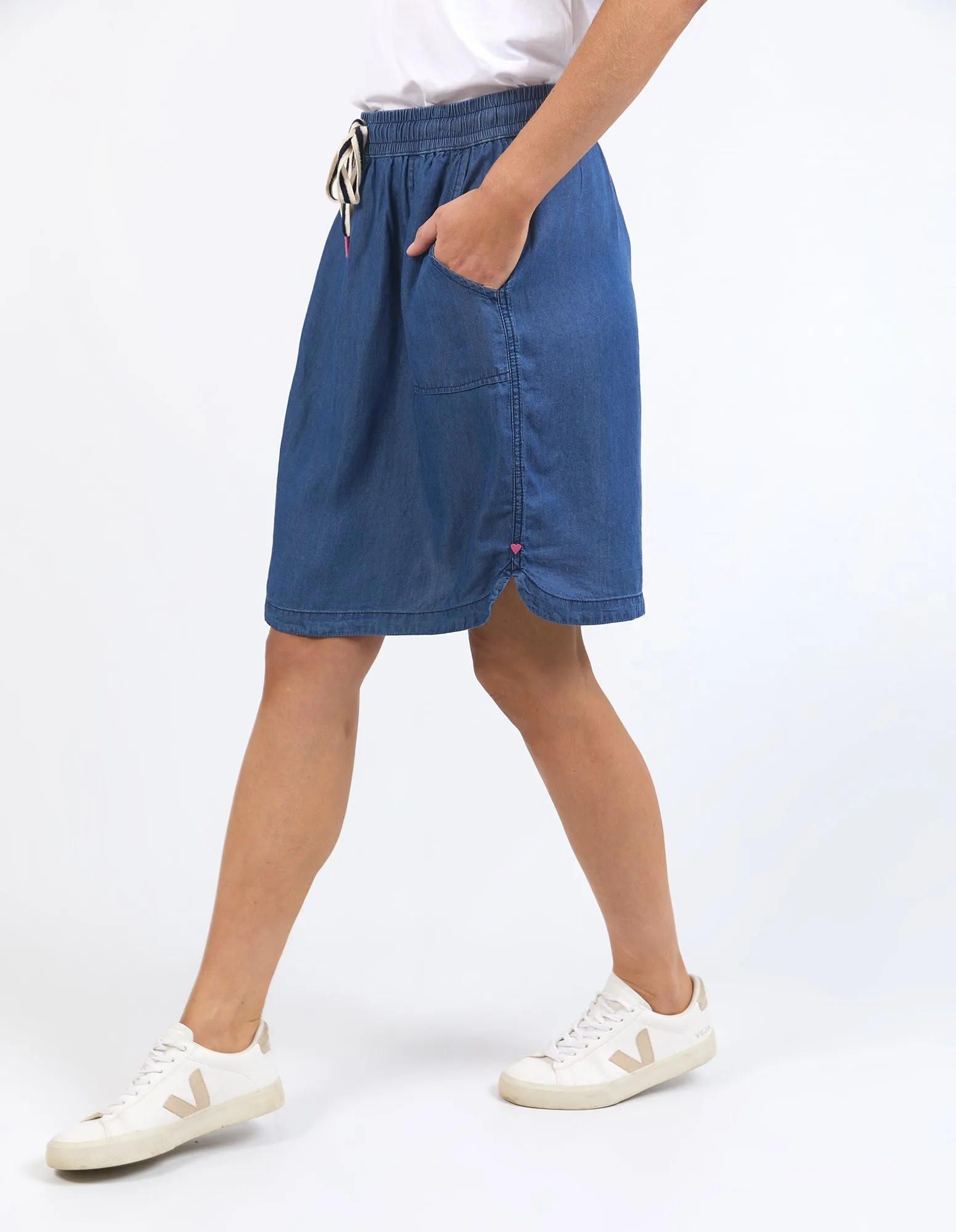 Elm Emmy Chambray Skirt Dark Blue Wash