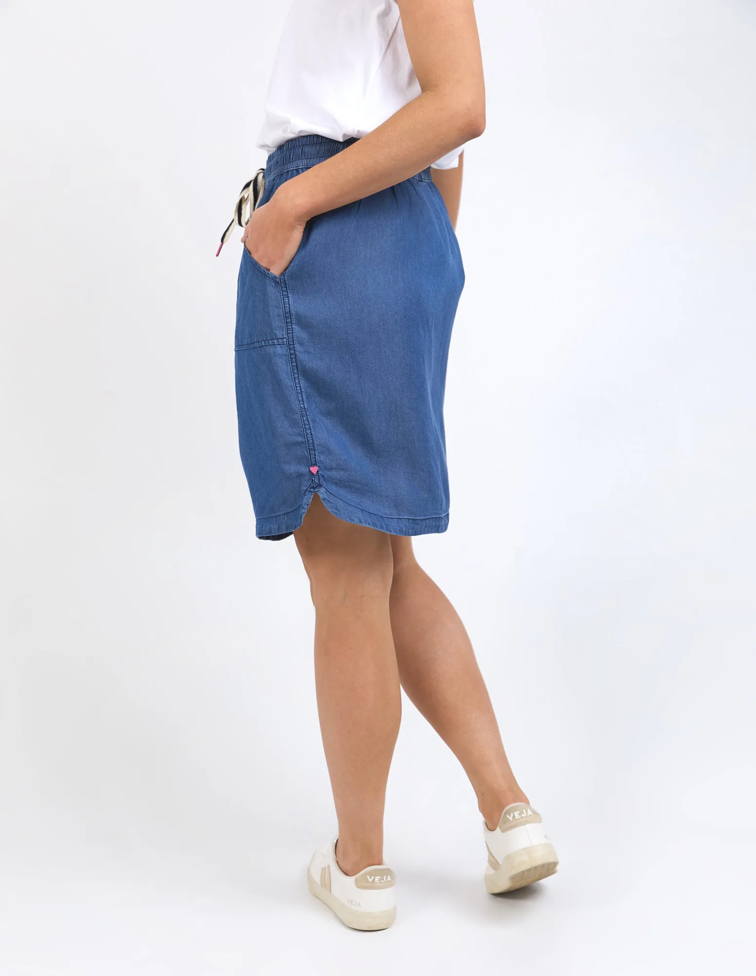 Elm Emmy Chambray Skirt Dark Blue Wash