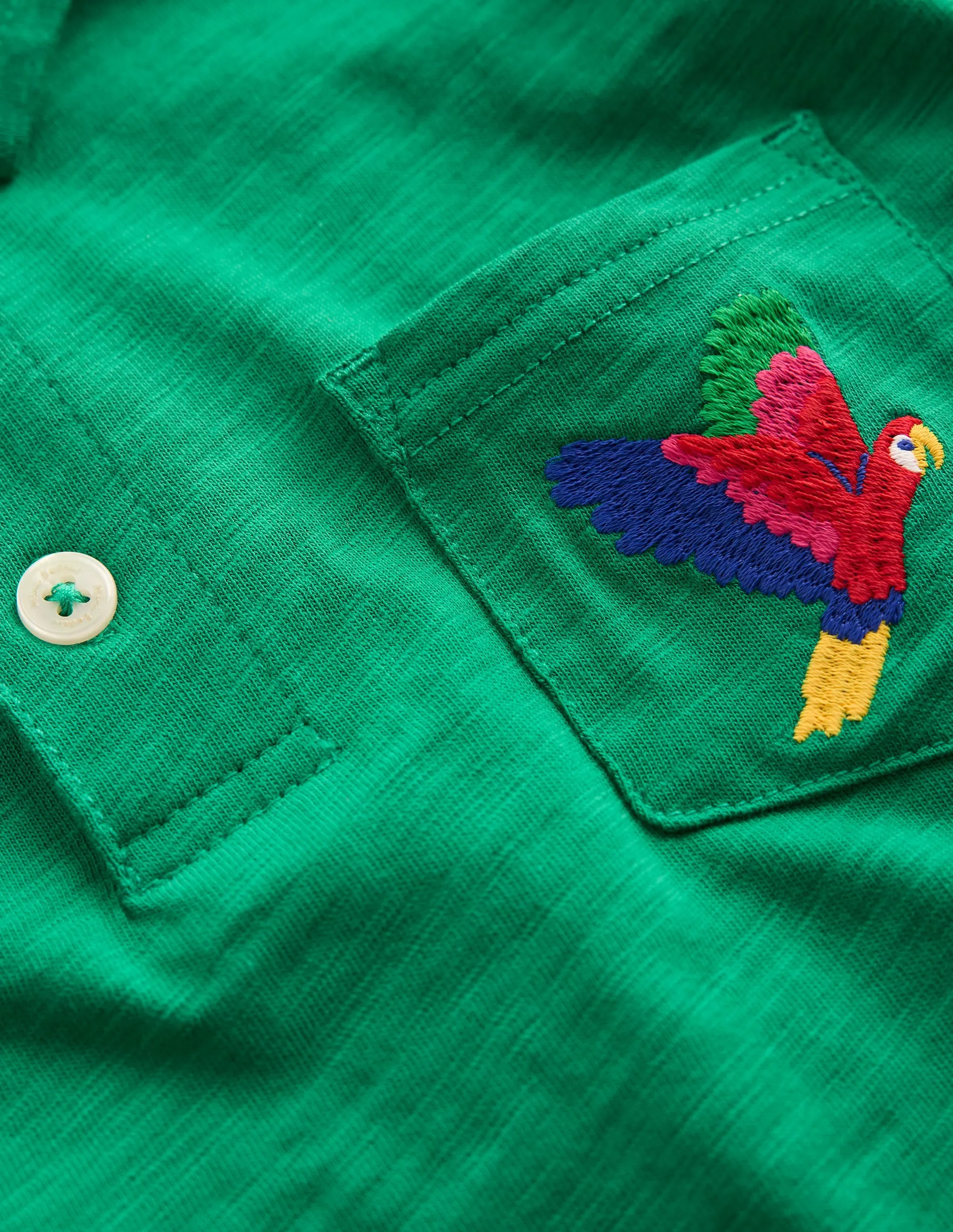 Embroidered Slub Polo Shirt-Shady Green Jungle
