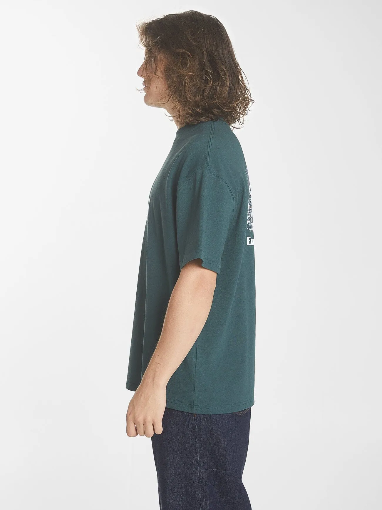 Energy Is Precious Box Fit Oversize Tee - Dark Jade
