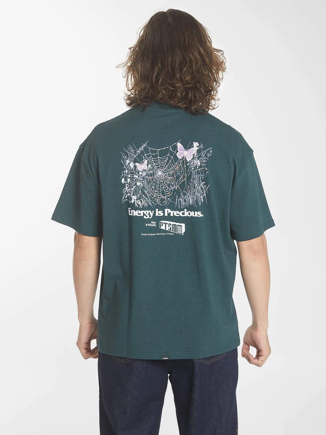 Energy Is Precious Box Fit Oversize Tee - Dark Jade