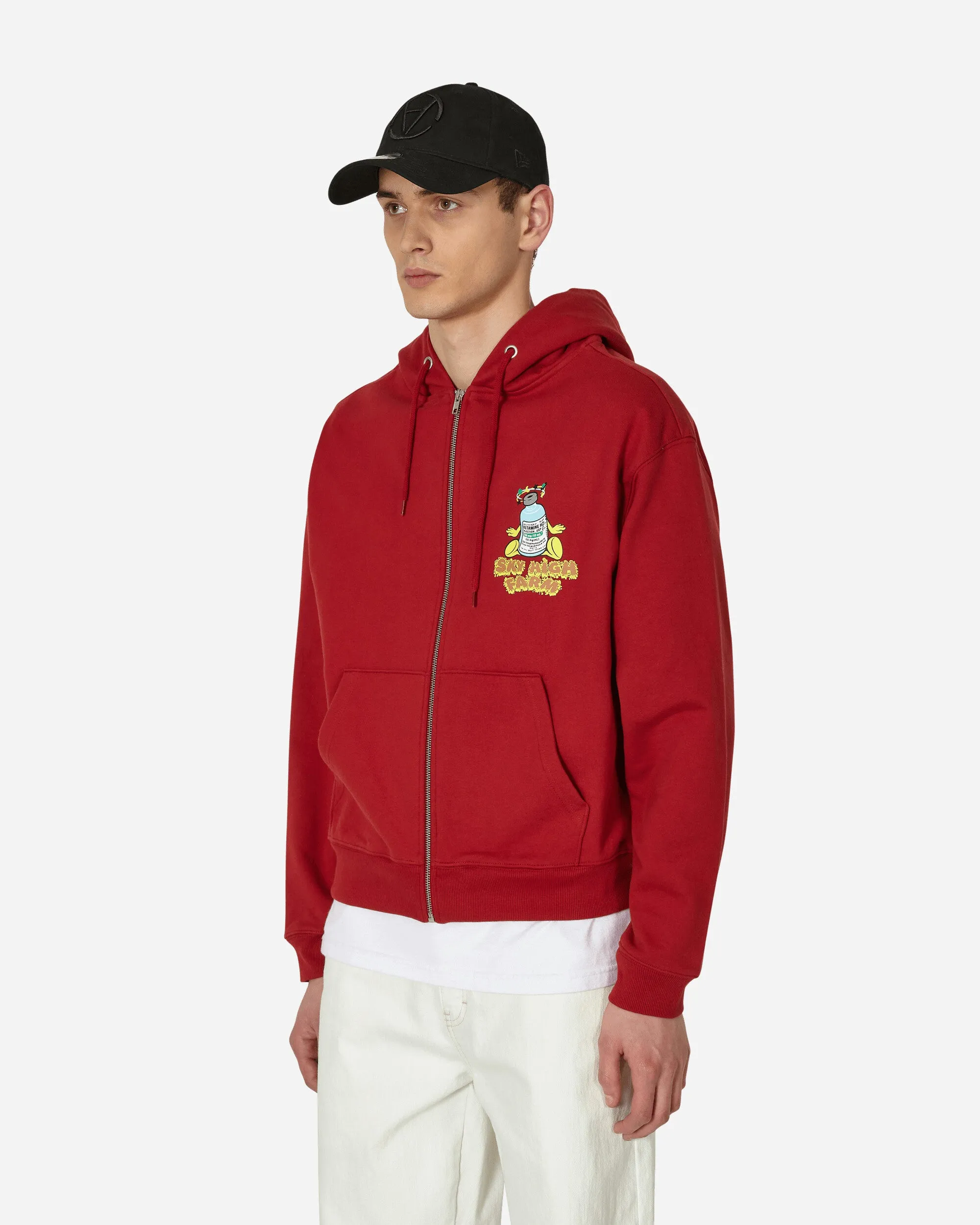 Flatbush Printed Zipped Hooded Sweatshirt Red