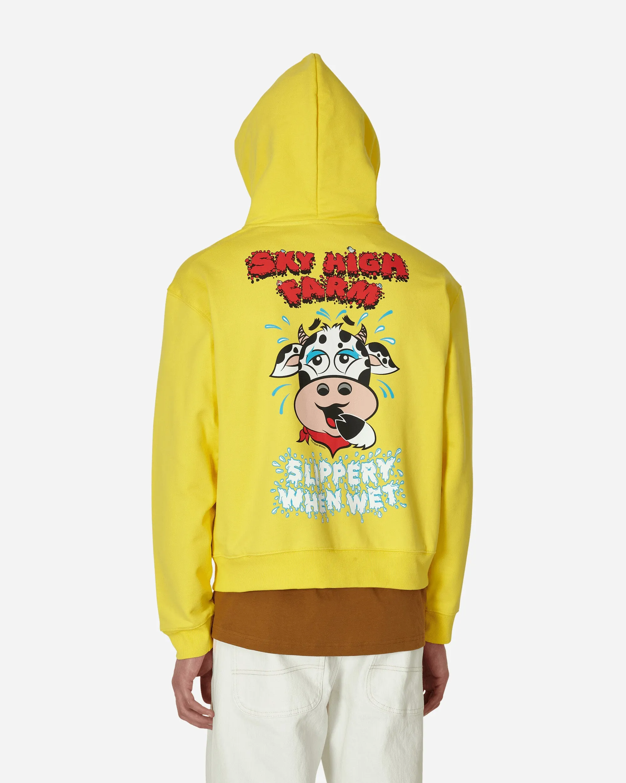 Flatbush Printed Zipped Hooded Sweatshirt Yellow