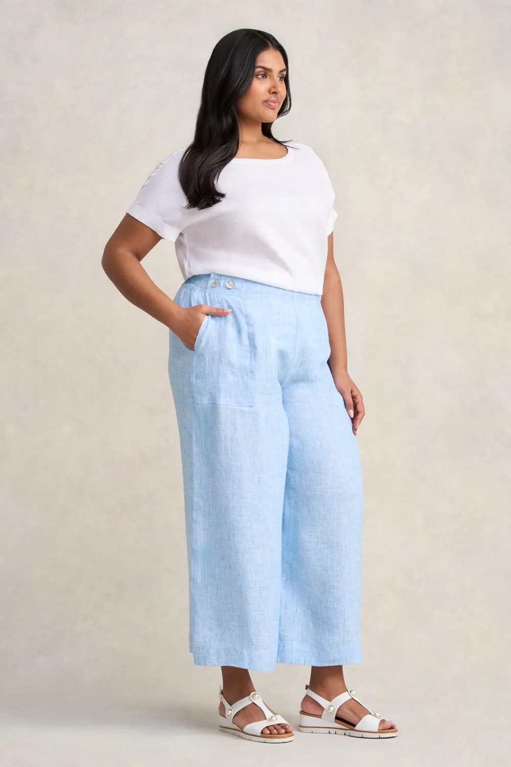 French Linen 7/8th Pant - Chambray Cross Dye