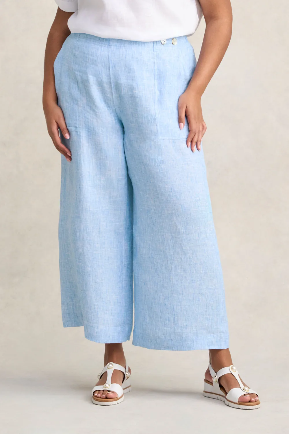 French Linen 7/8th Pant - Chambray Cross Dye