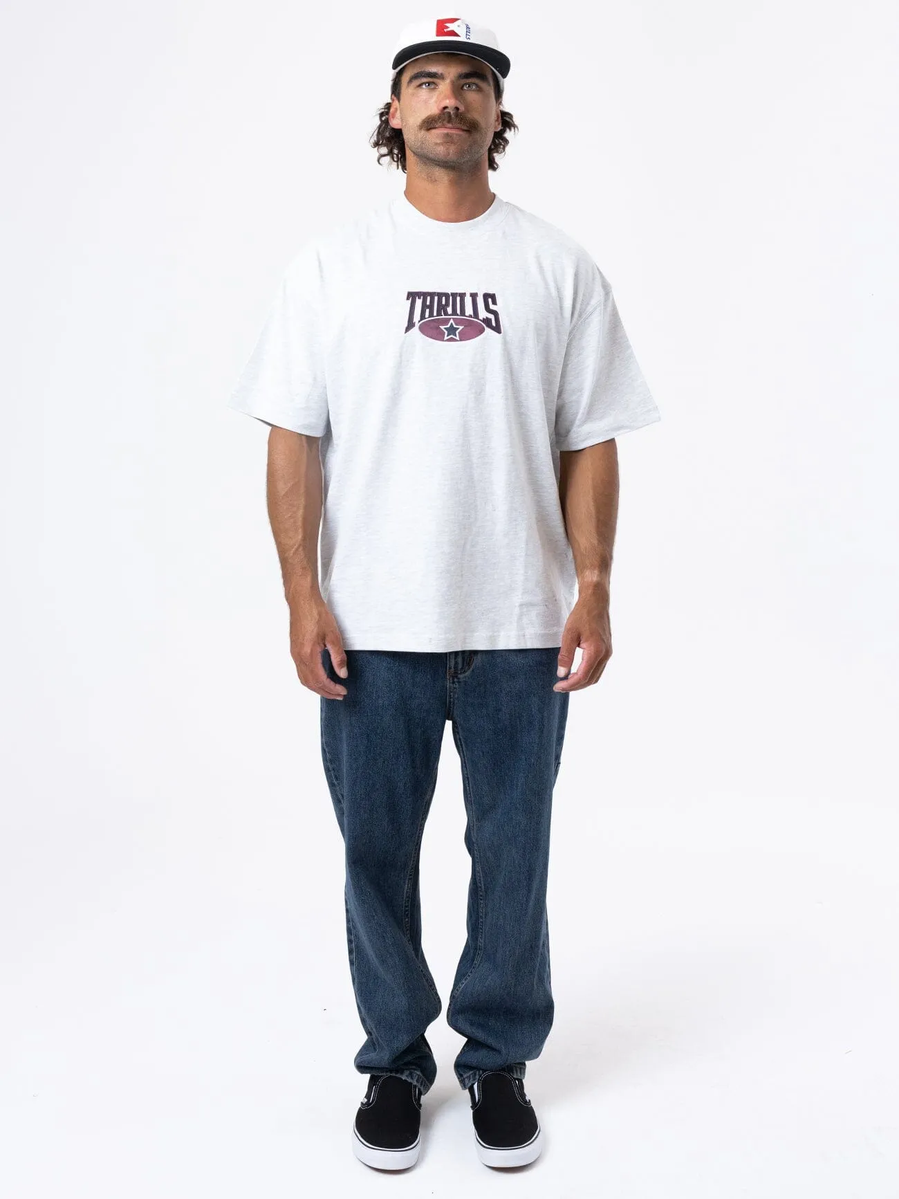 Full Ride Box Fit Oversize Tee - White Marle