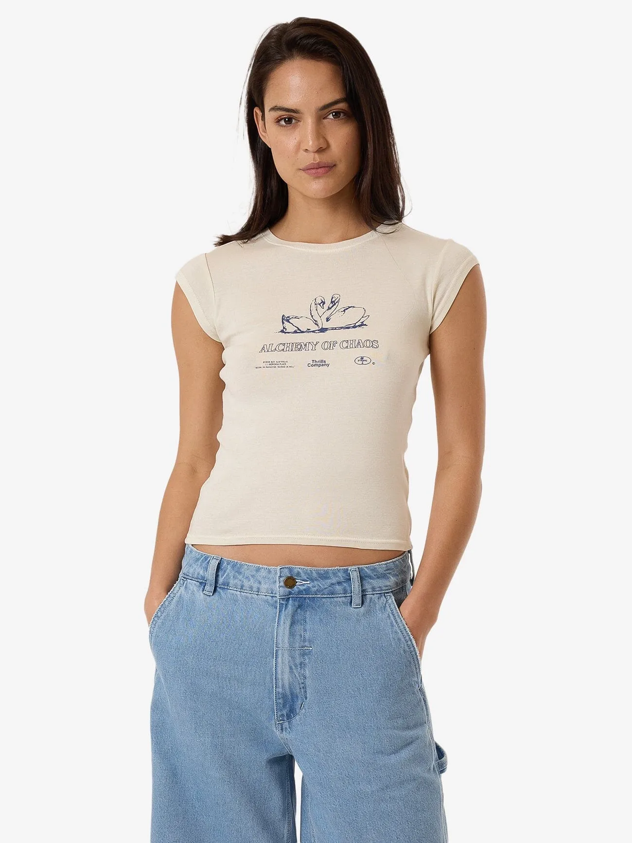 Grace And Chaos Cap Sleeve Tee - Heritage White