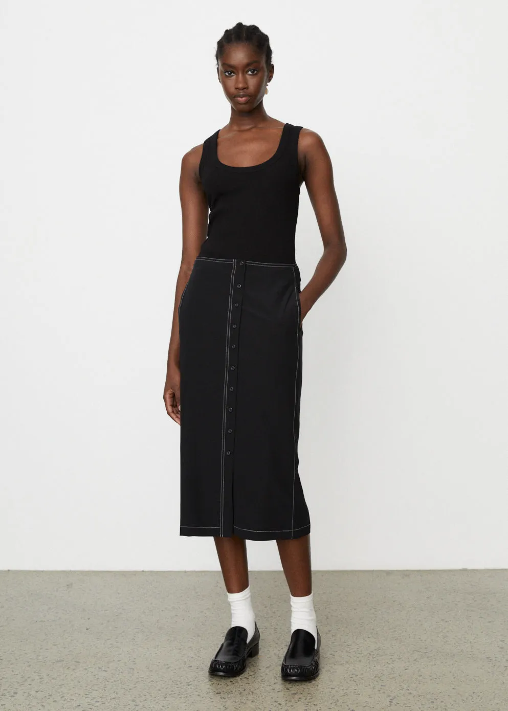 H-Line Button Skirt