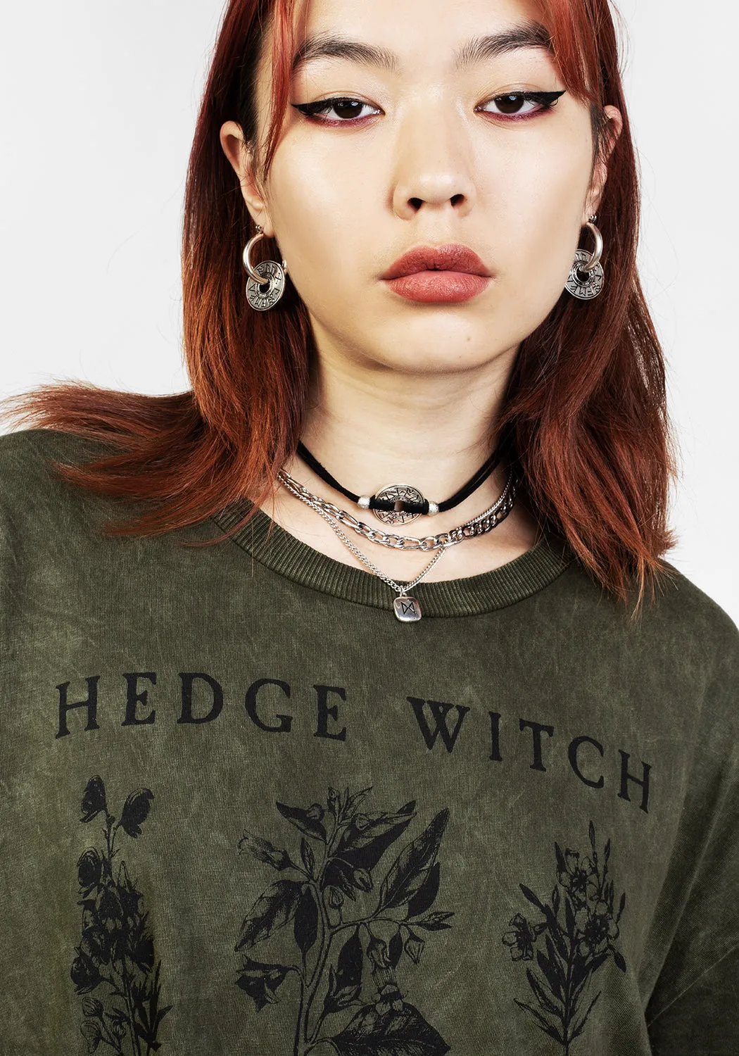 Hedgewitch Green Acid Wash Oversized Tee