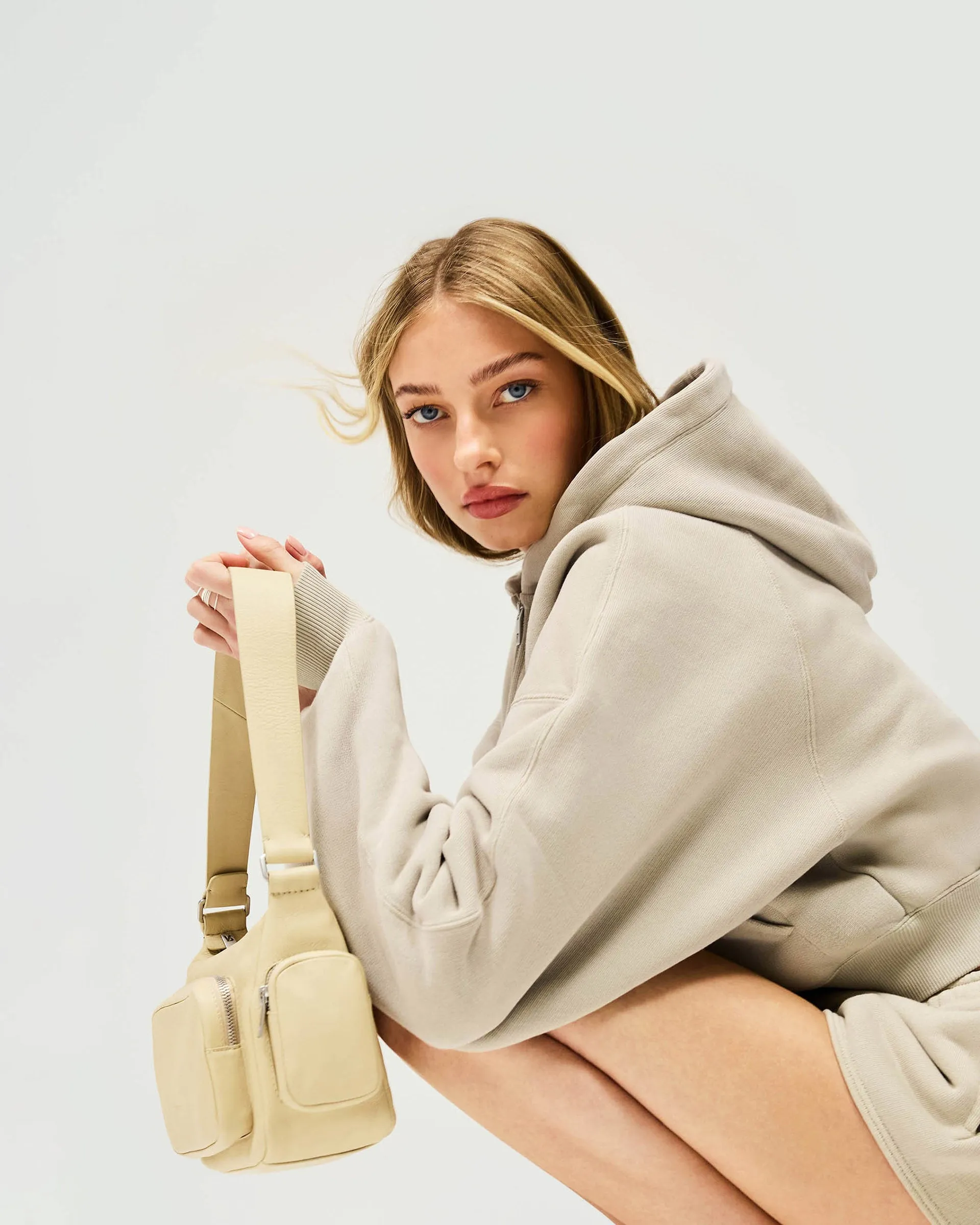 Initial Oversized Crop Hoodie - Storm