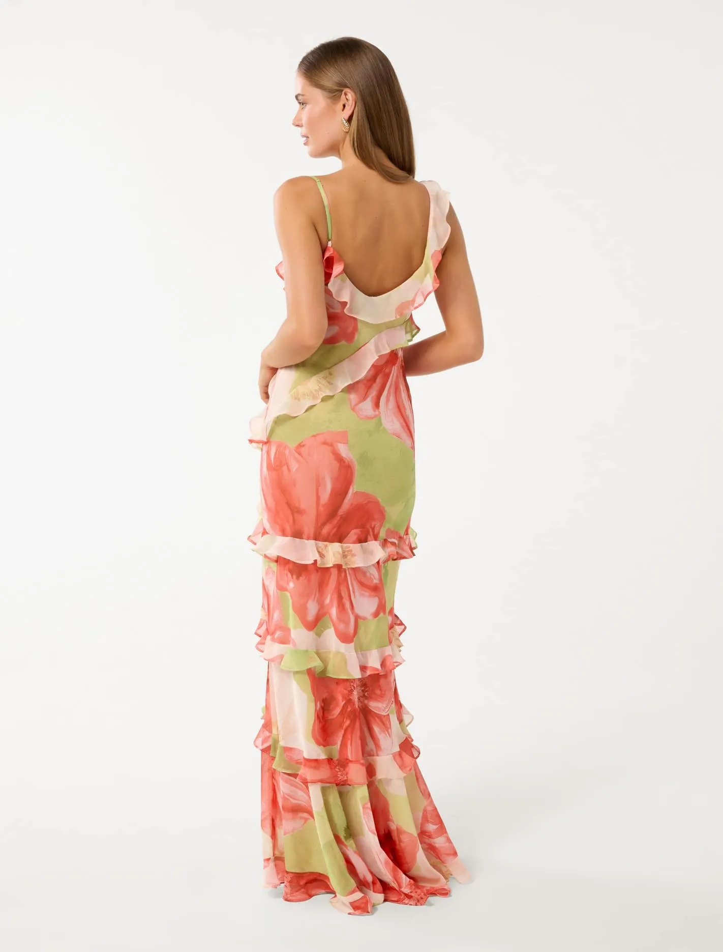 Isla Ruffle Asym Maxi Dress