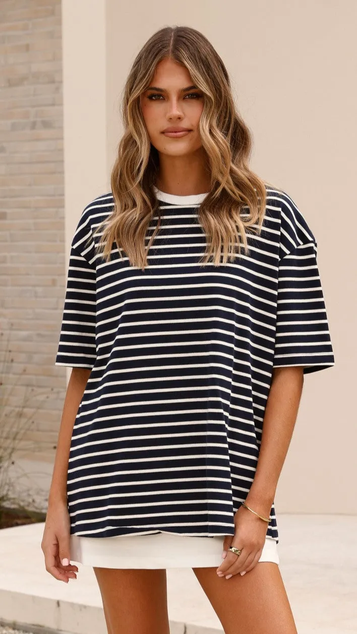 Jeto Oversized Tee - Navy/White