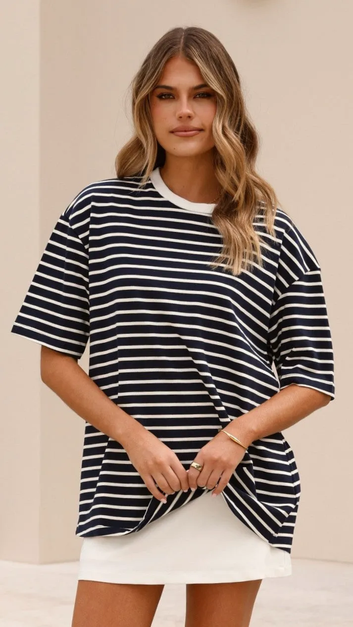 Jeto Oversized Tee - Navy/White