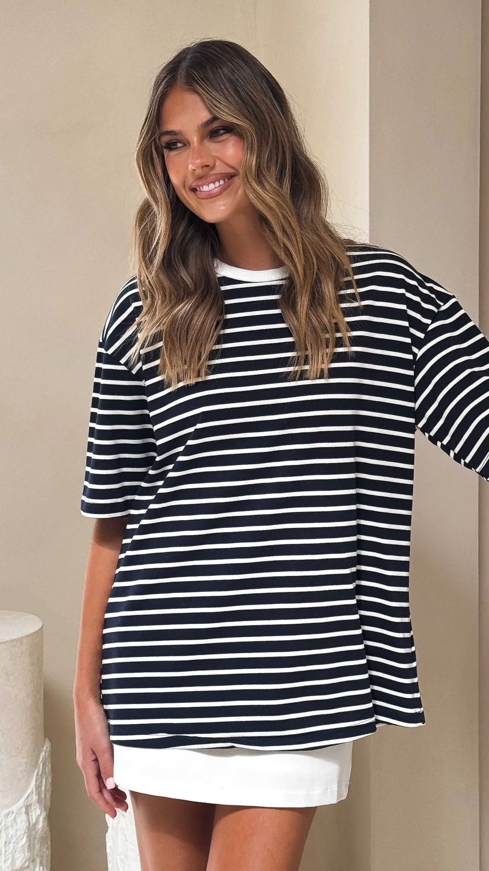 Jeto Oversized Tee - Navy/White