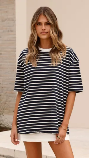 Jeto Oversized Tee - Navy/White