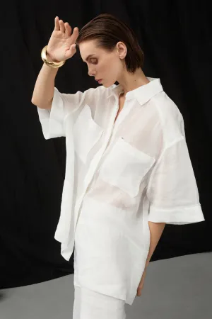 KAI WHITE RAMIE RESORT SHIRT