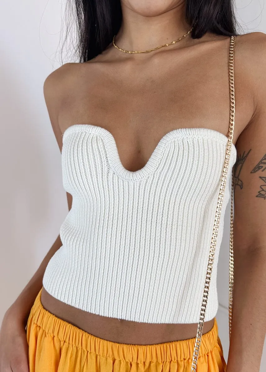 Kailee Sweater Tube Top - Off White