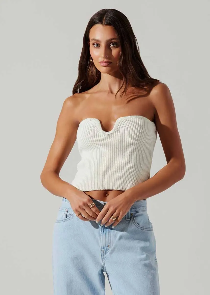 Kailee Sweater Tube Top - Off White