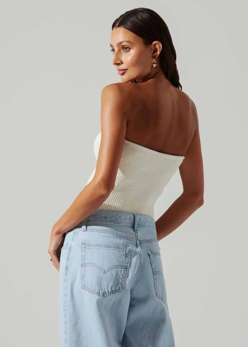 Kailee Sweater Tube Top - Off White