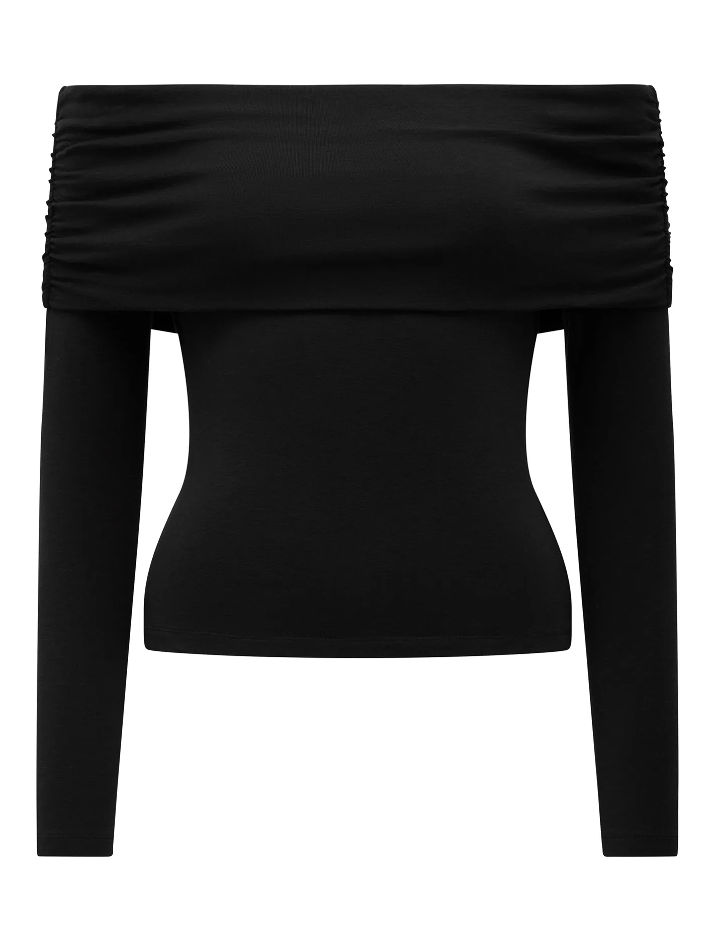 Kyla Long Sleeve Wool Blend Bardot Top