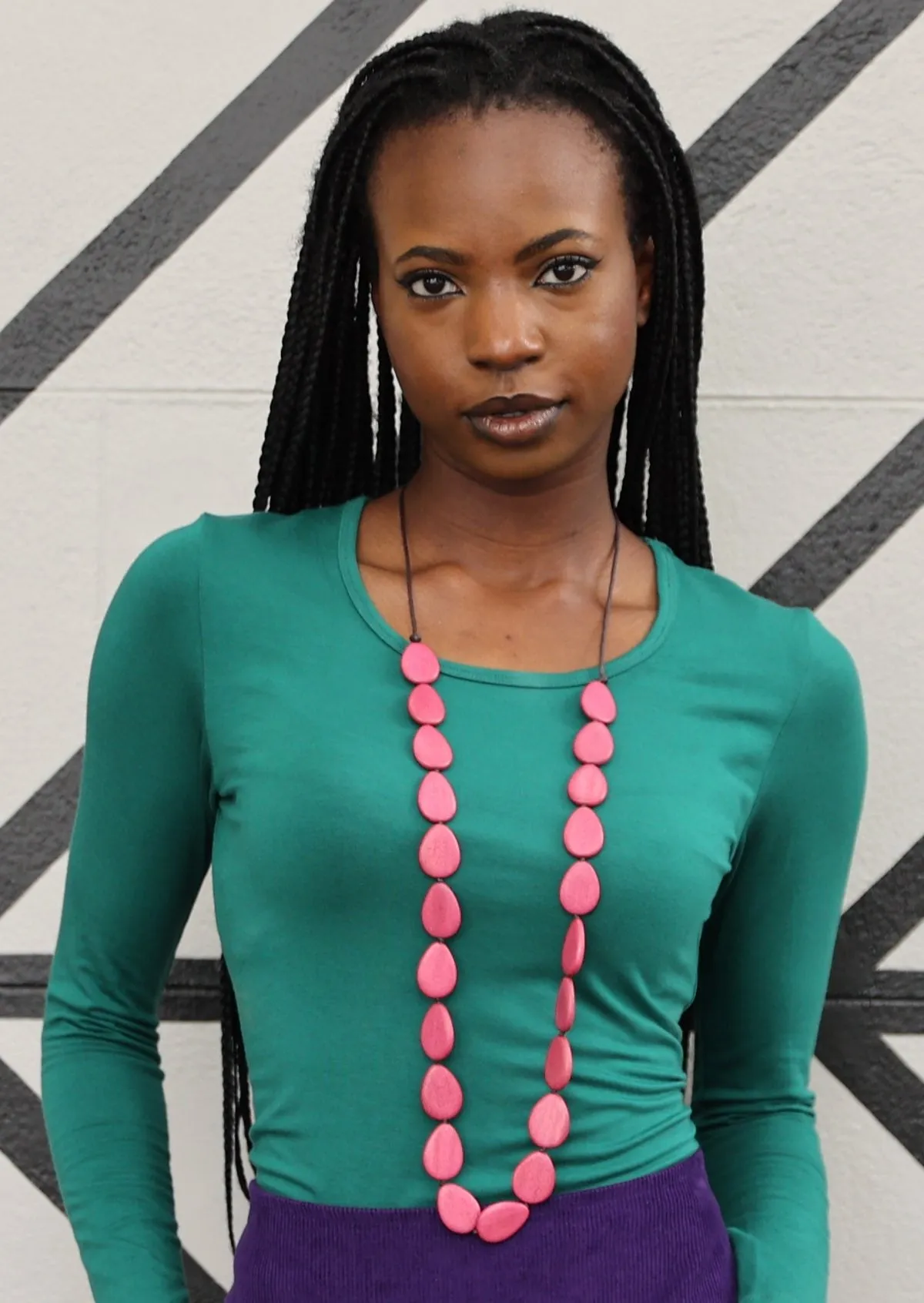 Layla Long Necklace Fuchsia