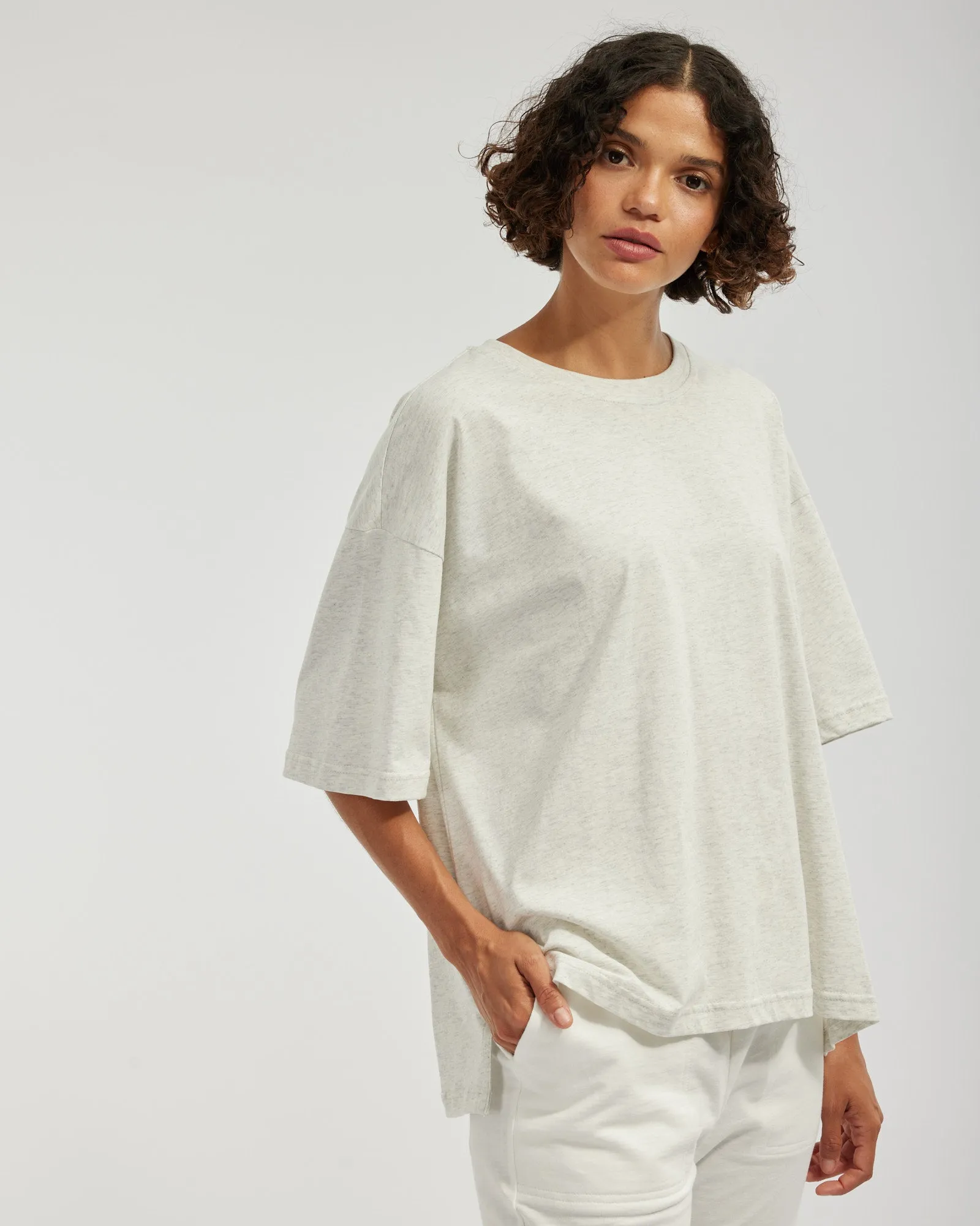 Leah Boyfriend Tee - Marle Grey