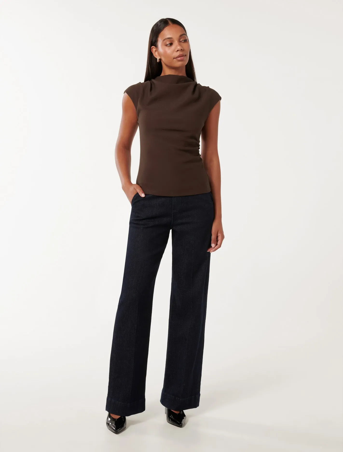 Leenah Grown On Neck Crepe Top