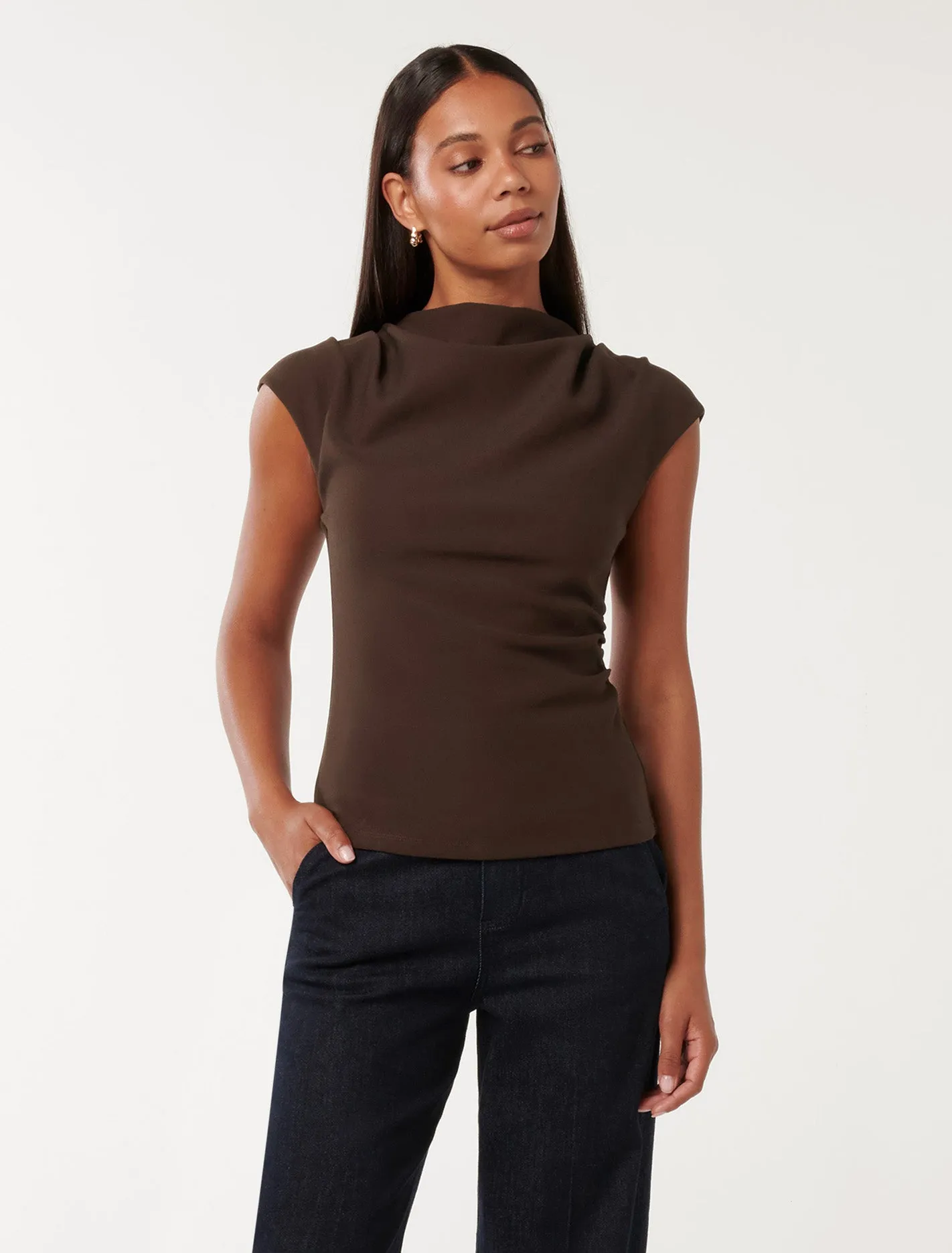 Leenah Grown On Neck Crepe Top