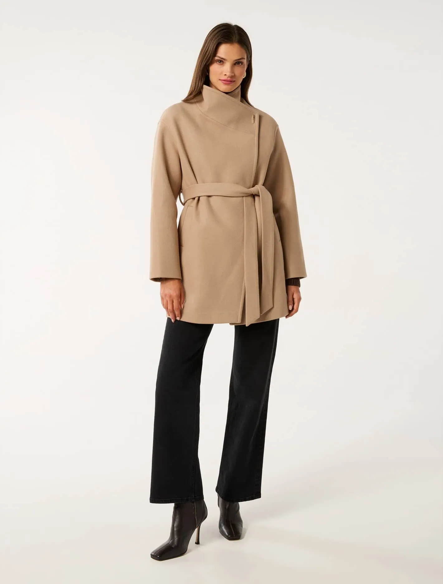 Lola Funnel Neck Wrap Coat