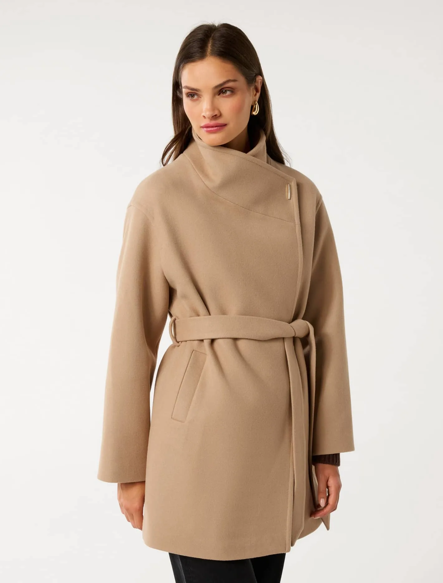 Lola Funnel Neck Wrap Coat