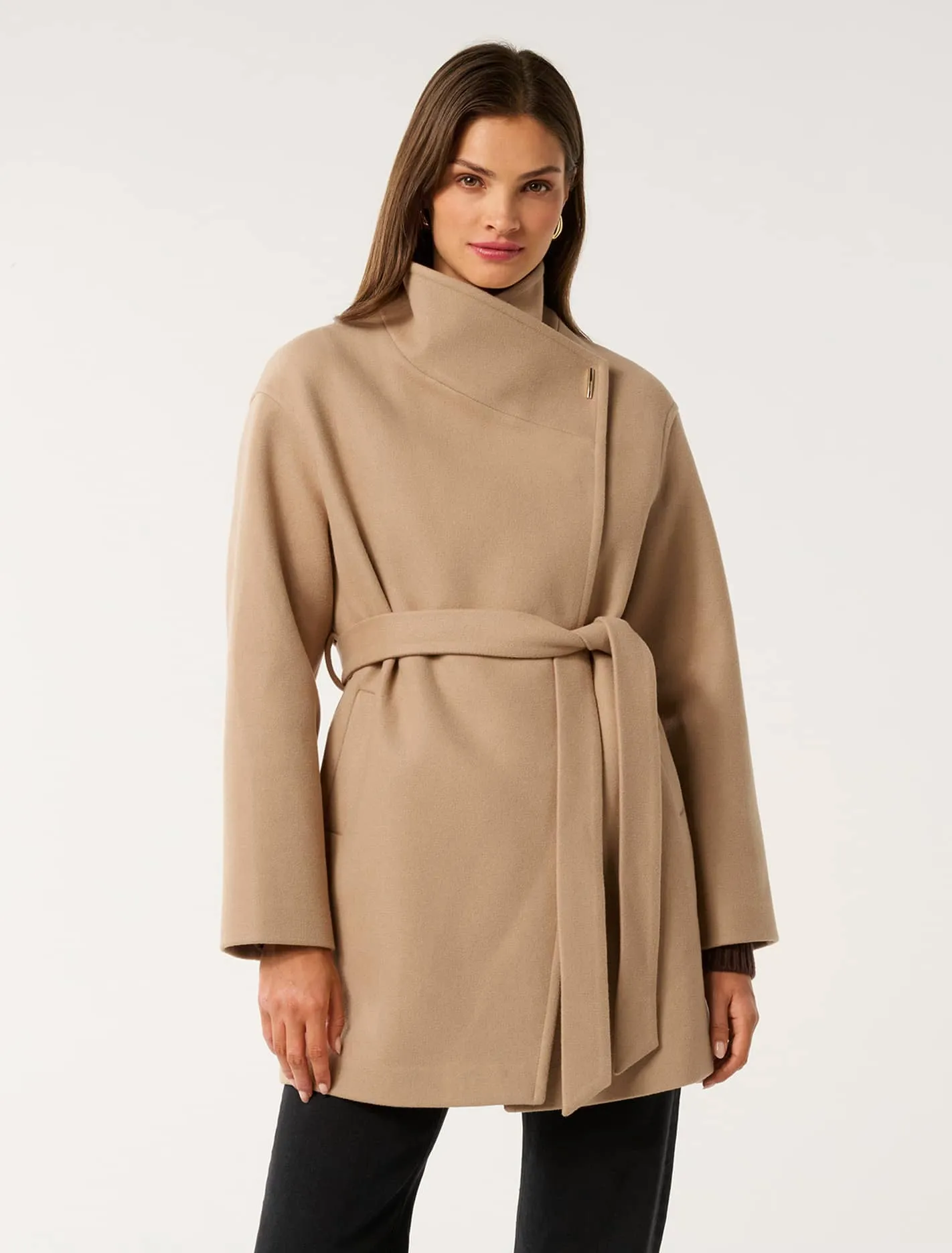 Lola Funnel Neck Wrap Coat