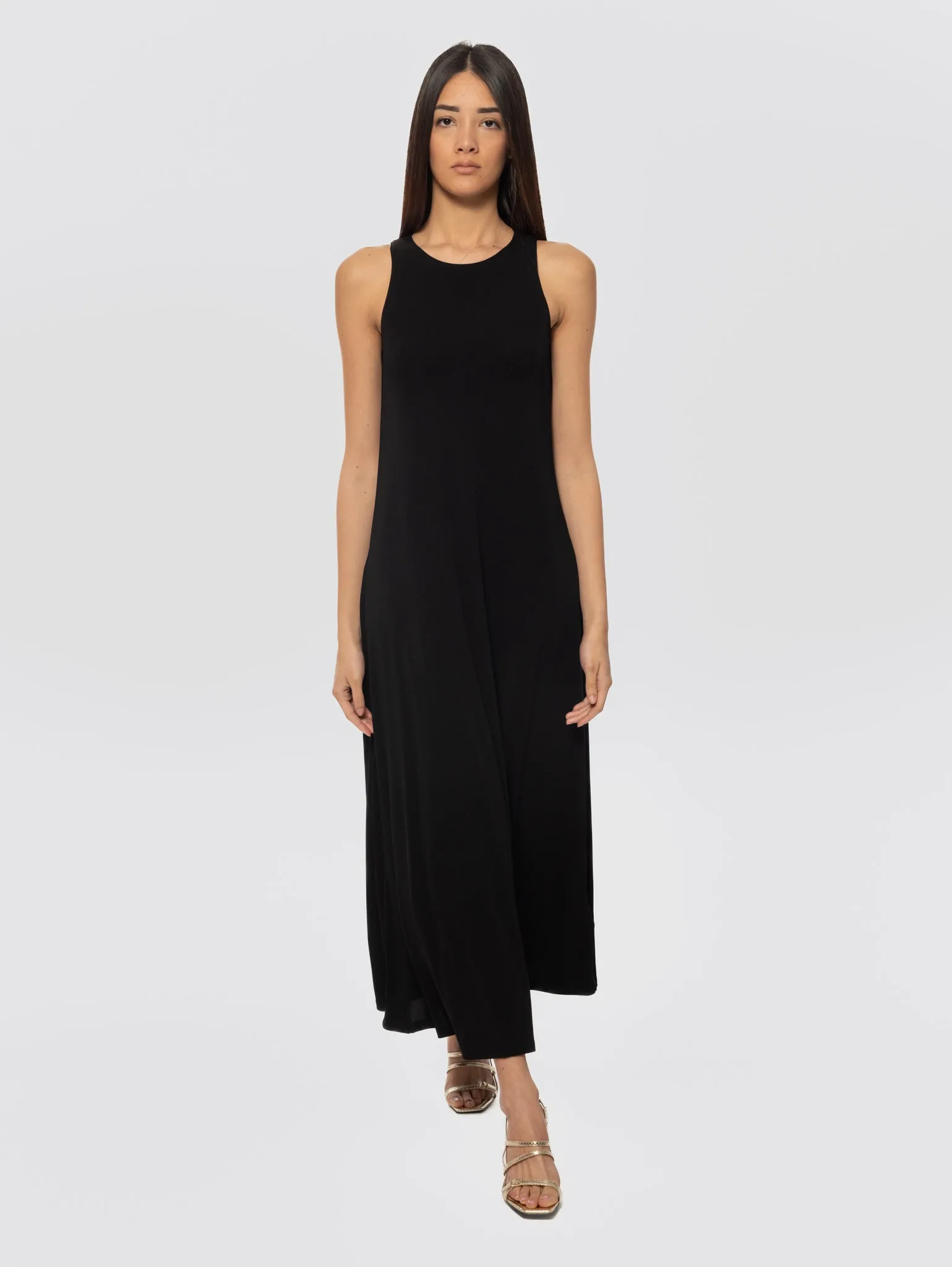 Long Jersey Stretch Dress Black
