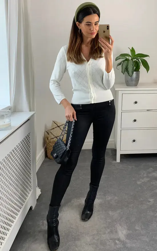 Mariel Cardigan Check Cream