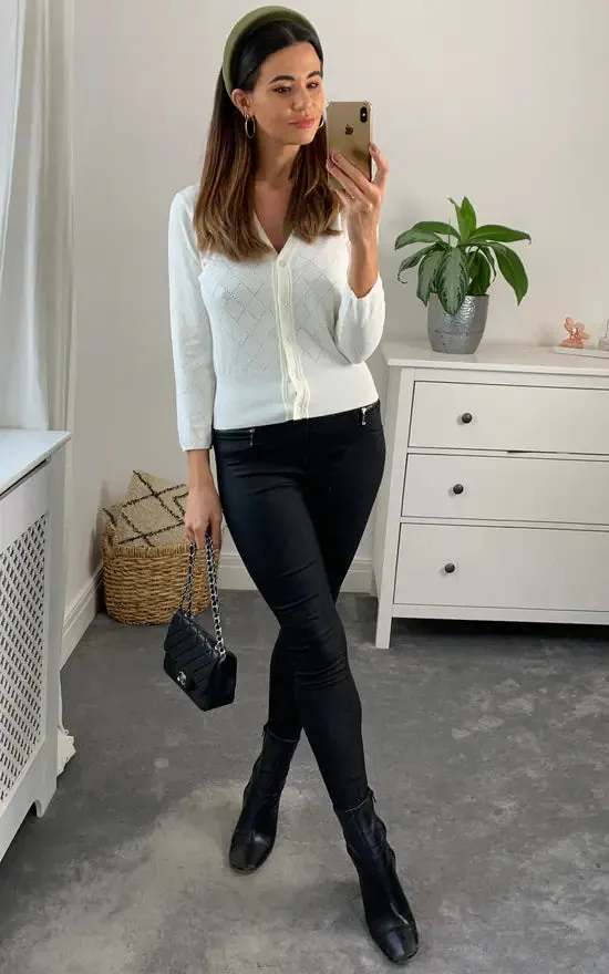 Mariel Cardigan Check Cream