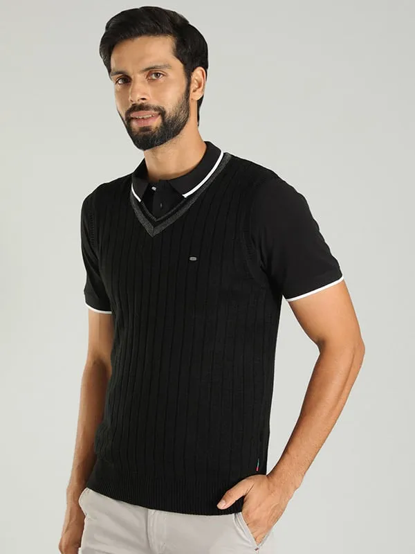 Men Solid Sleeveless Vest Sweater
